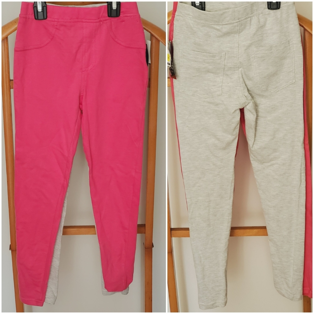 Pink Velvet Jeggings Girl's 7 - 8, 2 Pack Grey and Pink